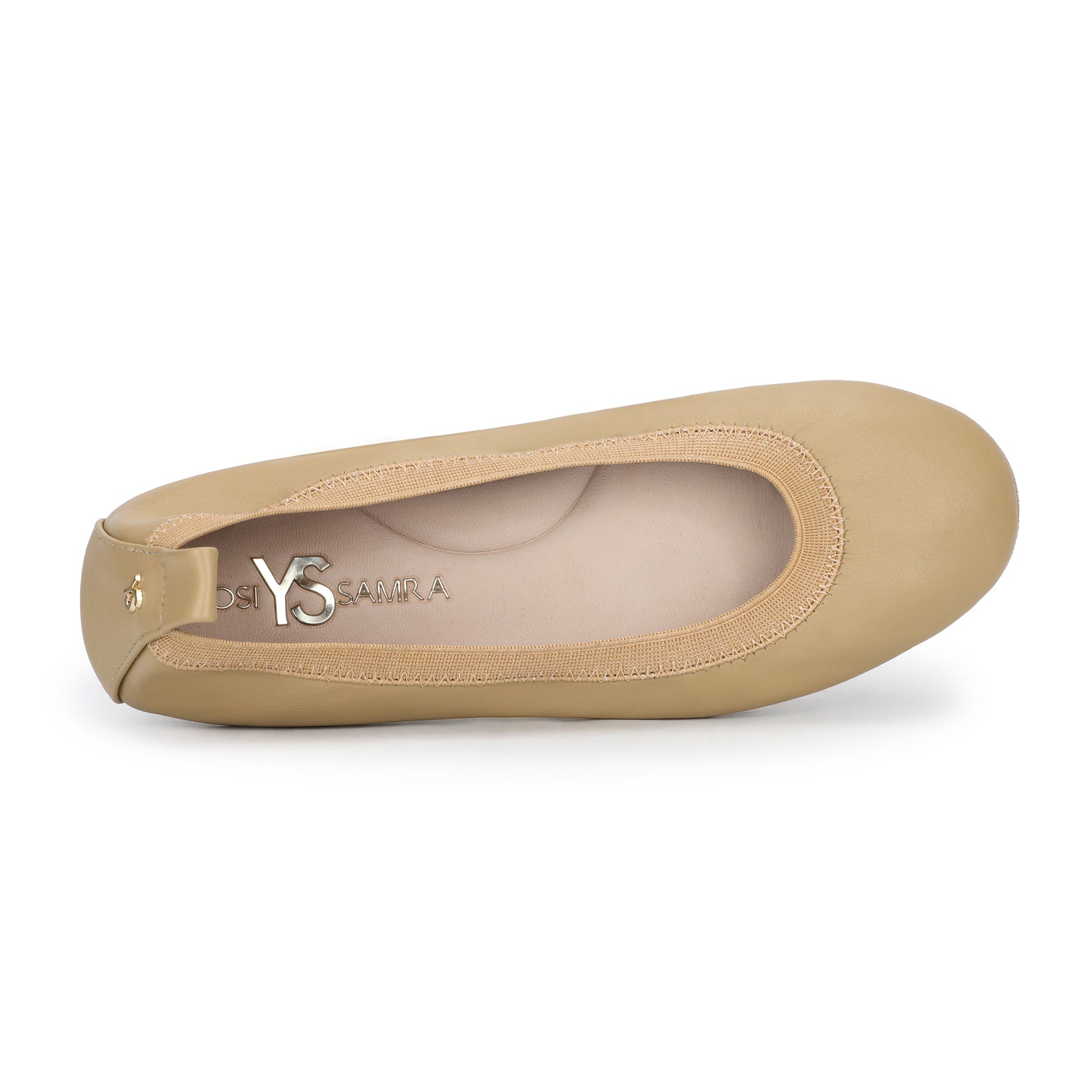 Samara Foldable Ballet Flat in Latte Leather