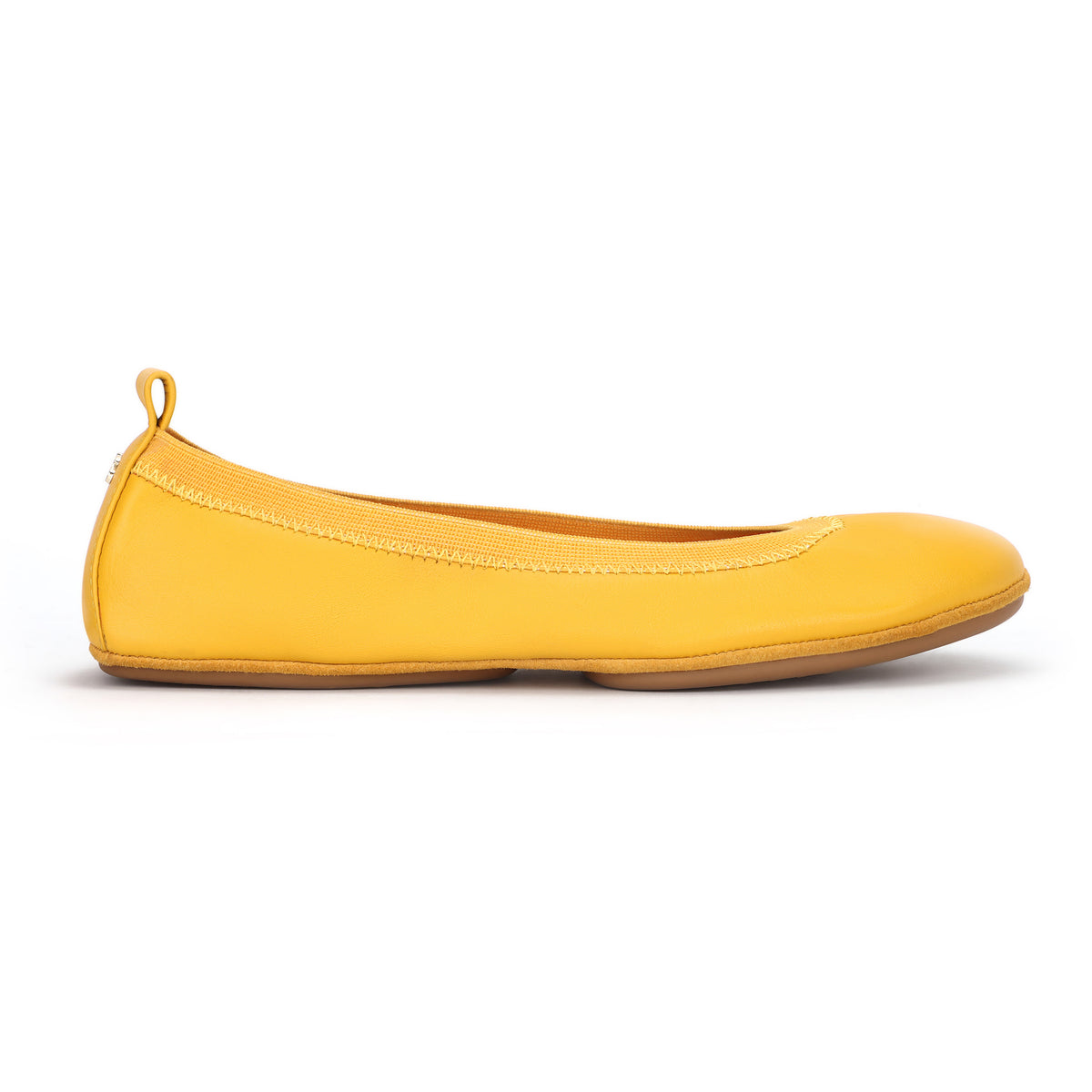 Samara Foldable Ballet Flat in Mustard Yellow Leather