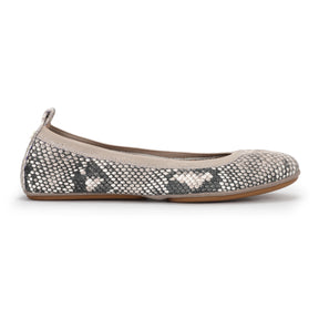 Samara Foldable Ballet Flat in Natural Python Print Leather