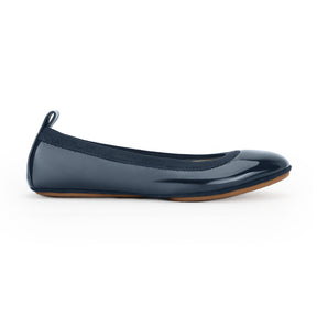 Samara Foldable Ballet Flat in Deep Navy Patent Leather