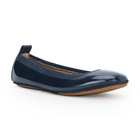 Samara Foldable Ballet Flat in Deep Navy Patent Leather