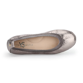 Samara Foldable Ballet Flat in Pewter Scale Leather