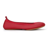 Samara Foldable Ballet Flat in Ruby Red Leather