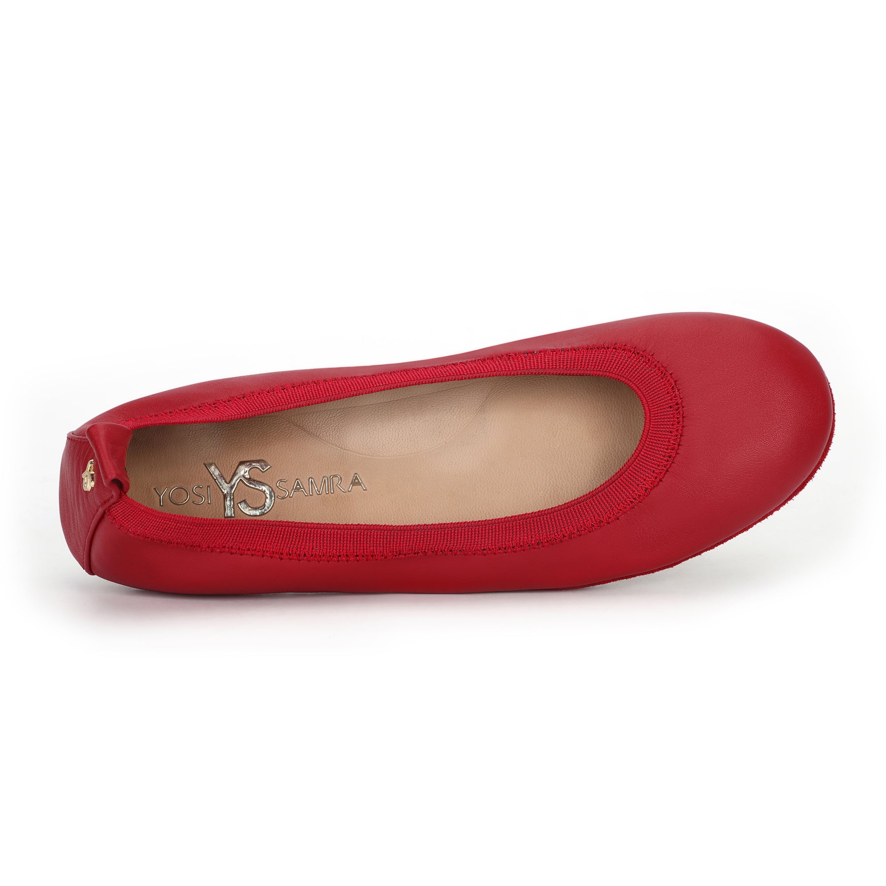 Samara Foldable Ballet Flat in Ruby Red Leather