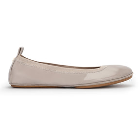 Samara Foldable Ballet Flat in Simply Taupe Patent Leather