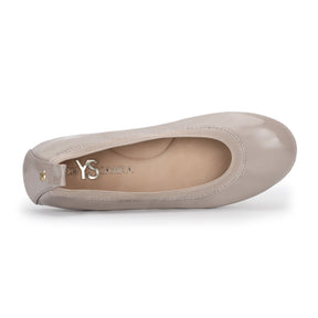 Samara Foldable Ballet Flat in Simply Taupe Patent Leather