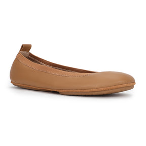 Samara Foldable Ballet Flat in Whiskey Leather