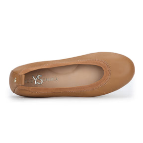 Samara Foldable Ballet Flat in Whiskey Leather