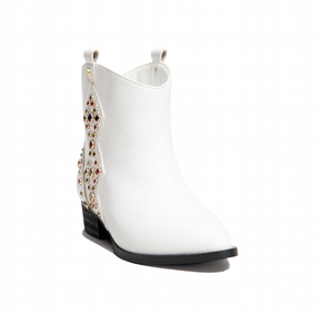 Miss Dallas Gem Western Boot in White - Kids