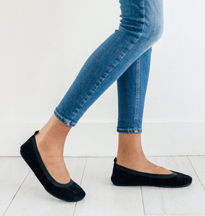 yosi samra black suede leather ballet flat