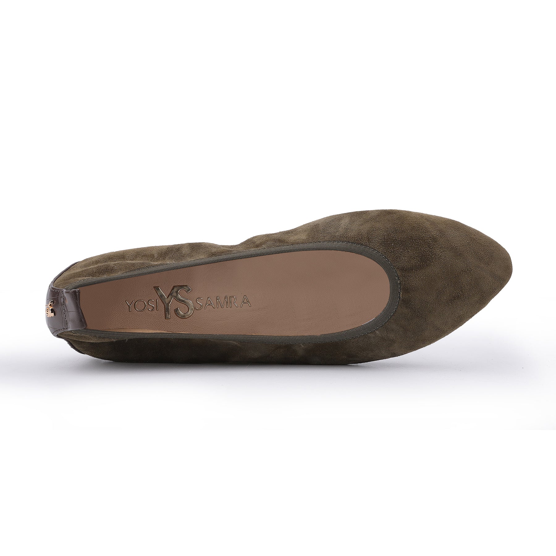 Vienna Pointed Toe Foldable Ballet Flat in Mud Suede