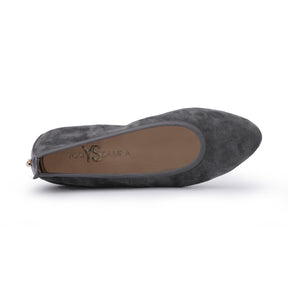 Vienna Pointed Toe Foldable Ballet Flat in Smoke Suede