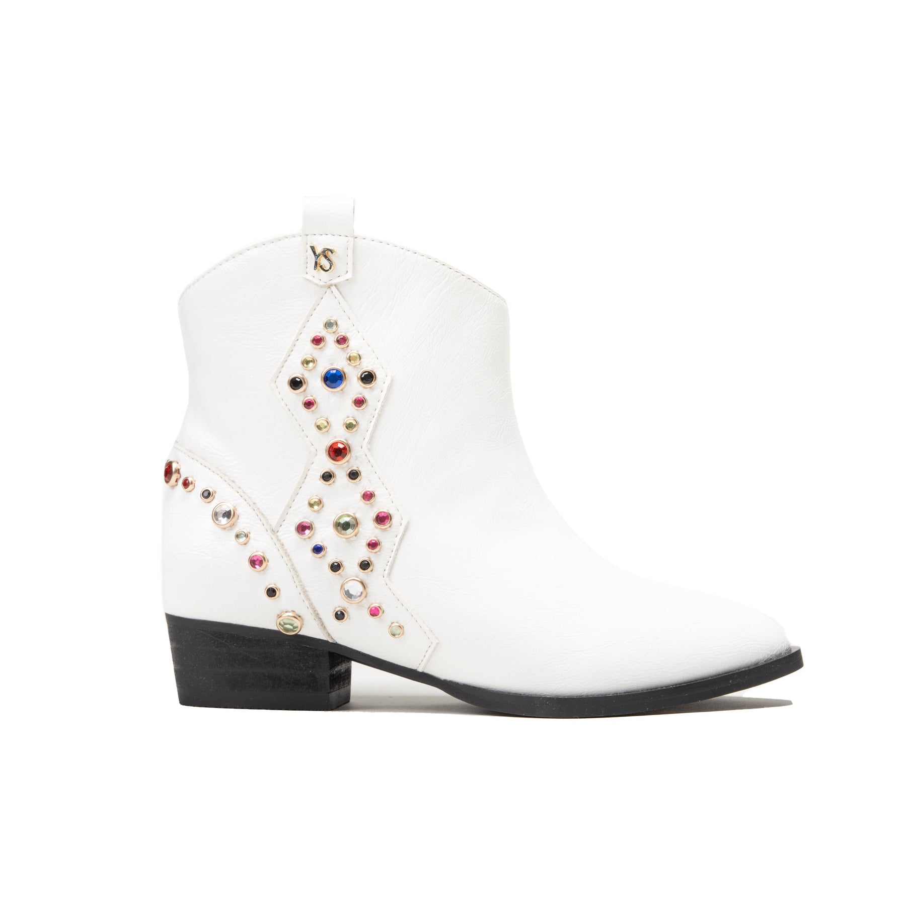 Miss Dallas Gem Western Boot in White - Kids