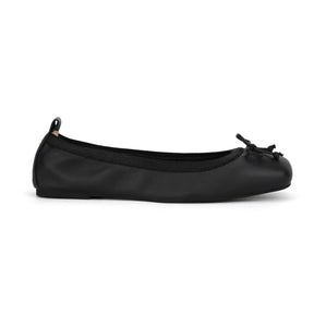 Caroline Ballet Flat in Black Leather