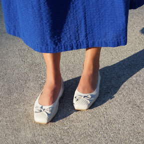 Caroline Ballet Flat in Bone Scale Leather