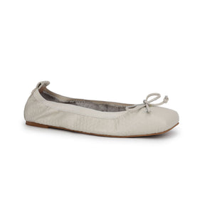 Caroline Ballet Flat in Bone Scale Leather