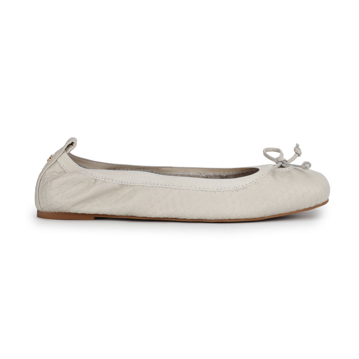 Caroline Ballet Flat in Bone Scale Leather