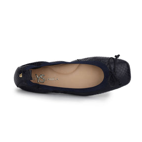 Caroline Ballet Flat in Midnight Blue Scale Leather