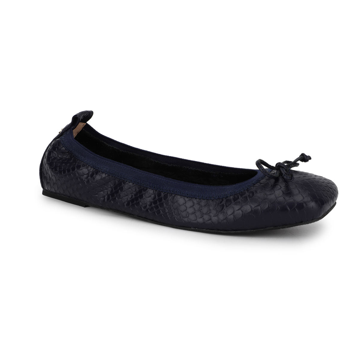 Caroline Ballet Flat in Midnight Blue Scale Leather