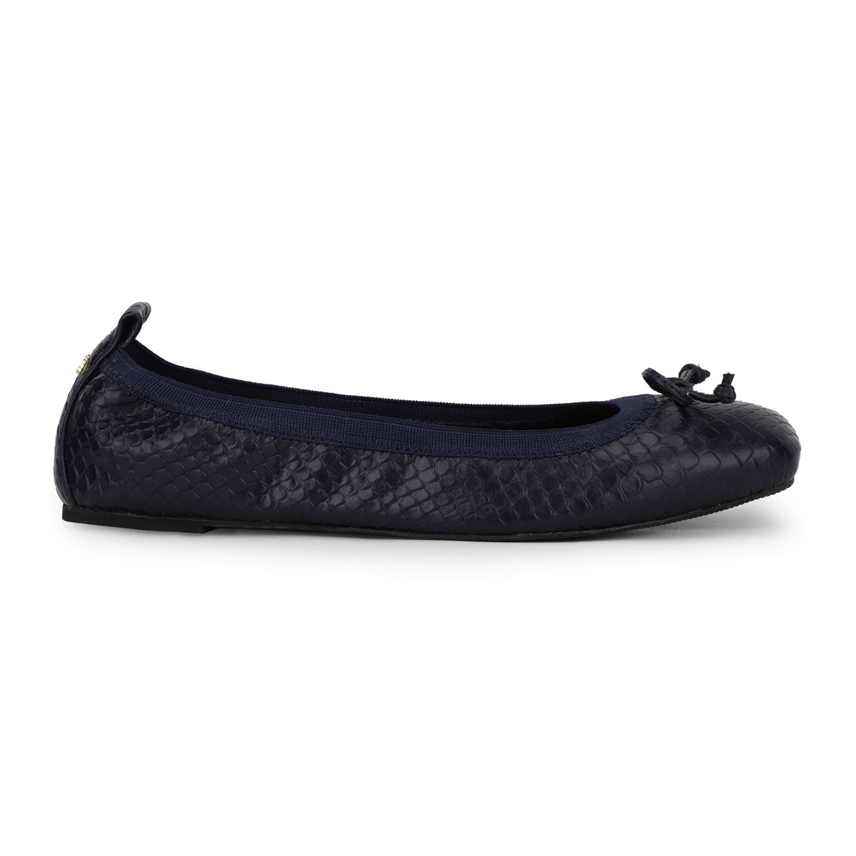 Caroline Ballet Flat in Midnight Blue Scale Leather