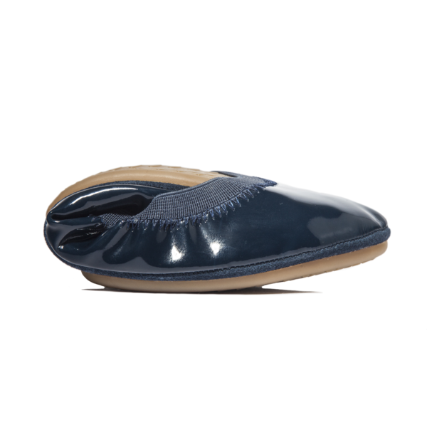 Samara Foldable Ballet Flat in Deep Navy Patent Leather