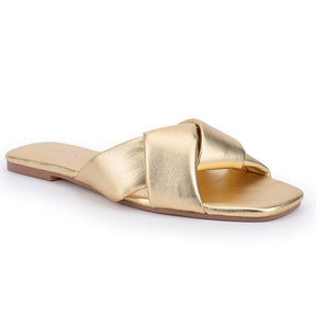 Nancy Slide in Gold Leather