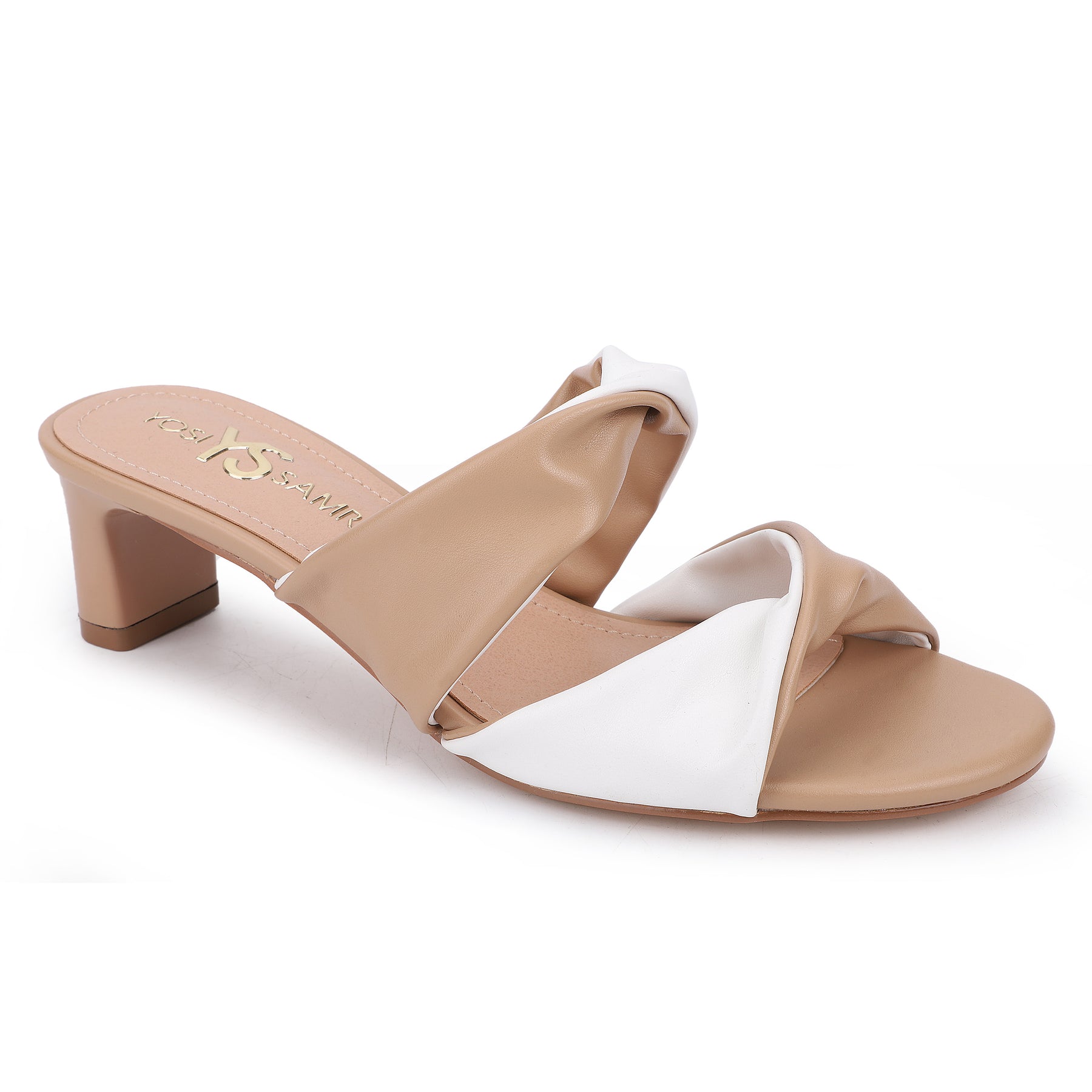 Rowan Heeled Slide in Nude/White