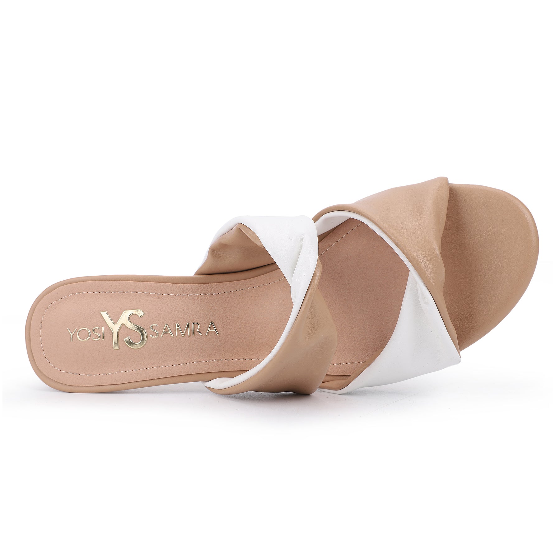 Rowan Heeled Slide in Nude/White